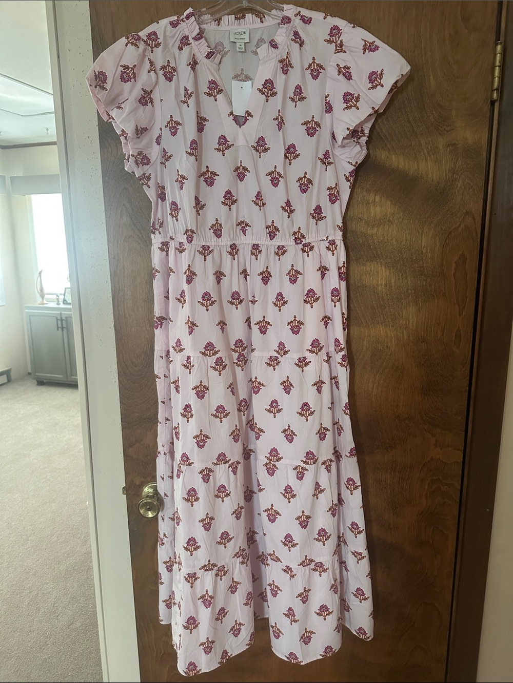 J Crew women’s Pink Floral Print Midi Dress